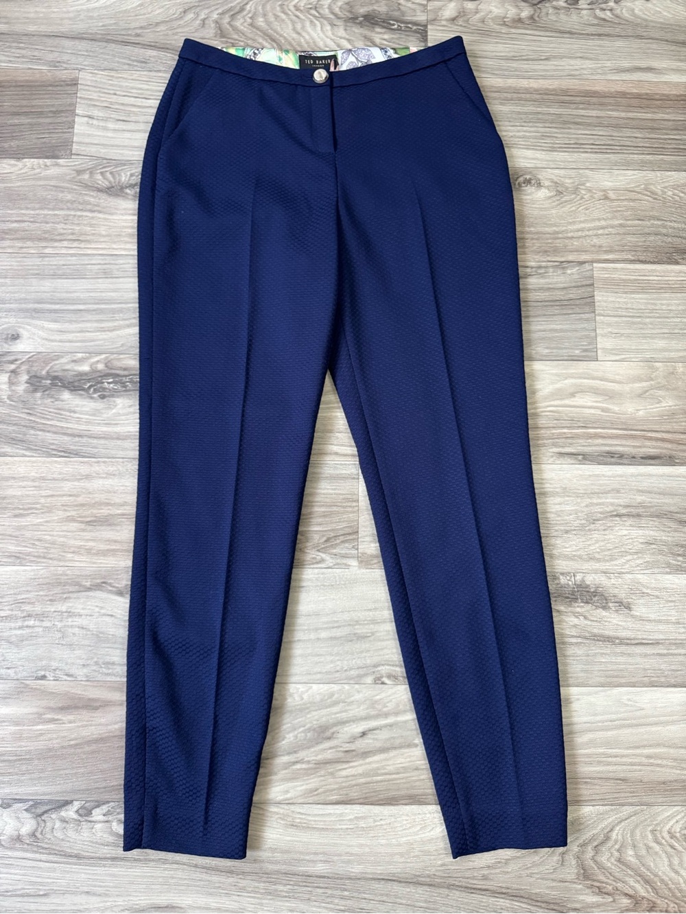 NWT Ted Baker Illit Textured Trouser Pants in Dark Blue US Size 4